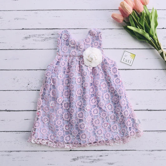 Peony Dress in Lilac Circlet Lace - Lil' Tati