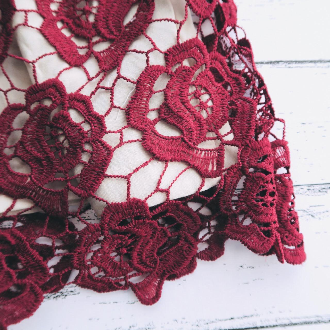 Peony Dress in Maroon Rose Lace - Lil' Tati