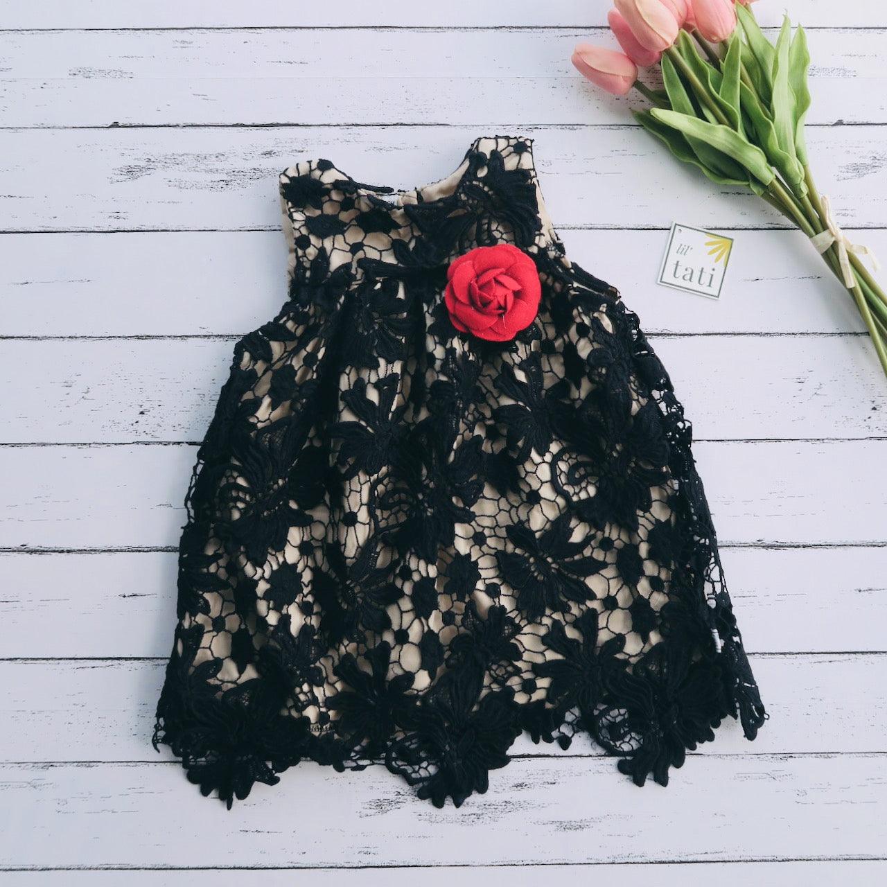 Peony Dress in Midnight Blue Lace - Lil' Tati