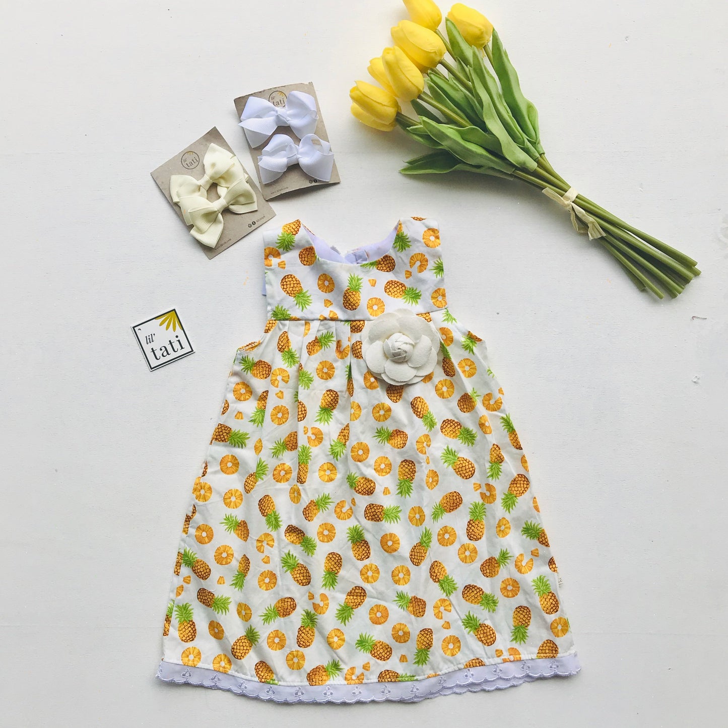 Peony Dress in Pineapple Slices Print - Lil' Tati
