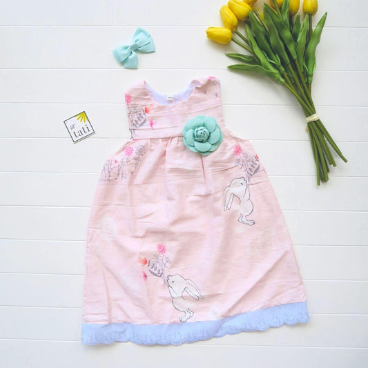 Peony Dress in Pink Bunnies - Lil' Tati
