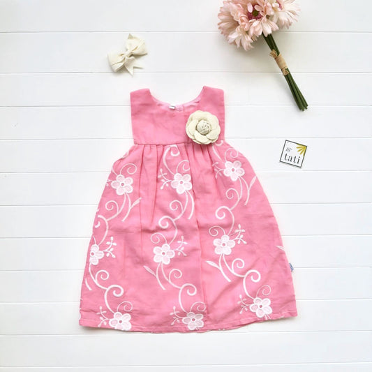 Peony Dress in Pink Fancy Lace - Lil' Tati