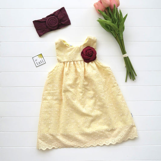 Peony Dress in Yellow Eyelet - Lil' Tati