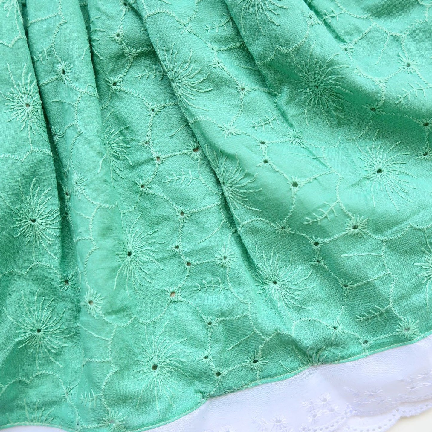 Periwinkle Dress in Jade Floral Eyelet - Lil' Tati