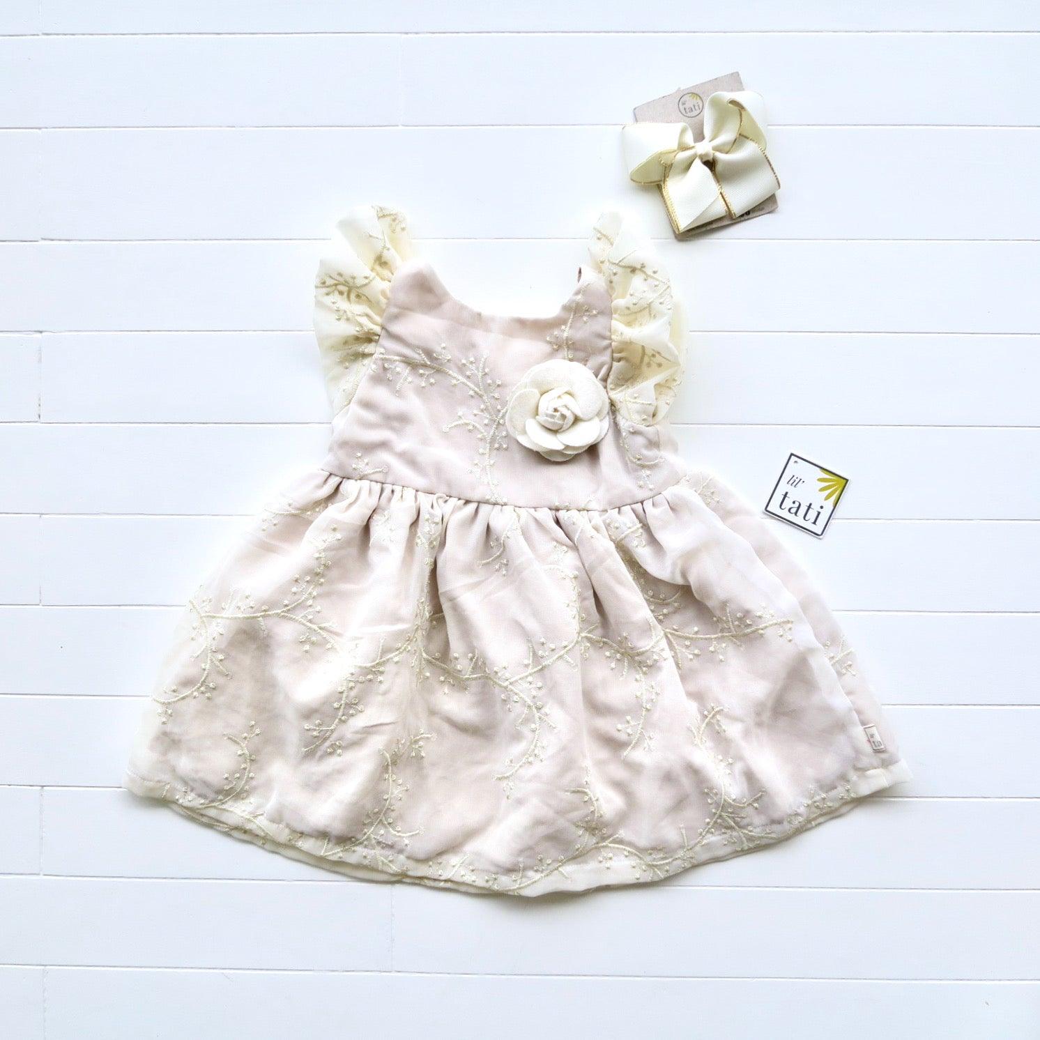 Periwinkle Dress in Nude Vine Tulle - Lil' Tati