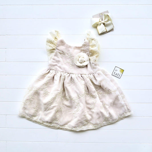 Periwinkle Dress in Nude Vine Tulle - Lil' Tati