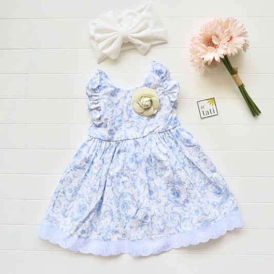 Periwinkle Dress in Porcelain Print - Lil' Tati