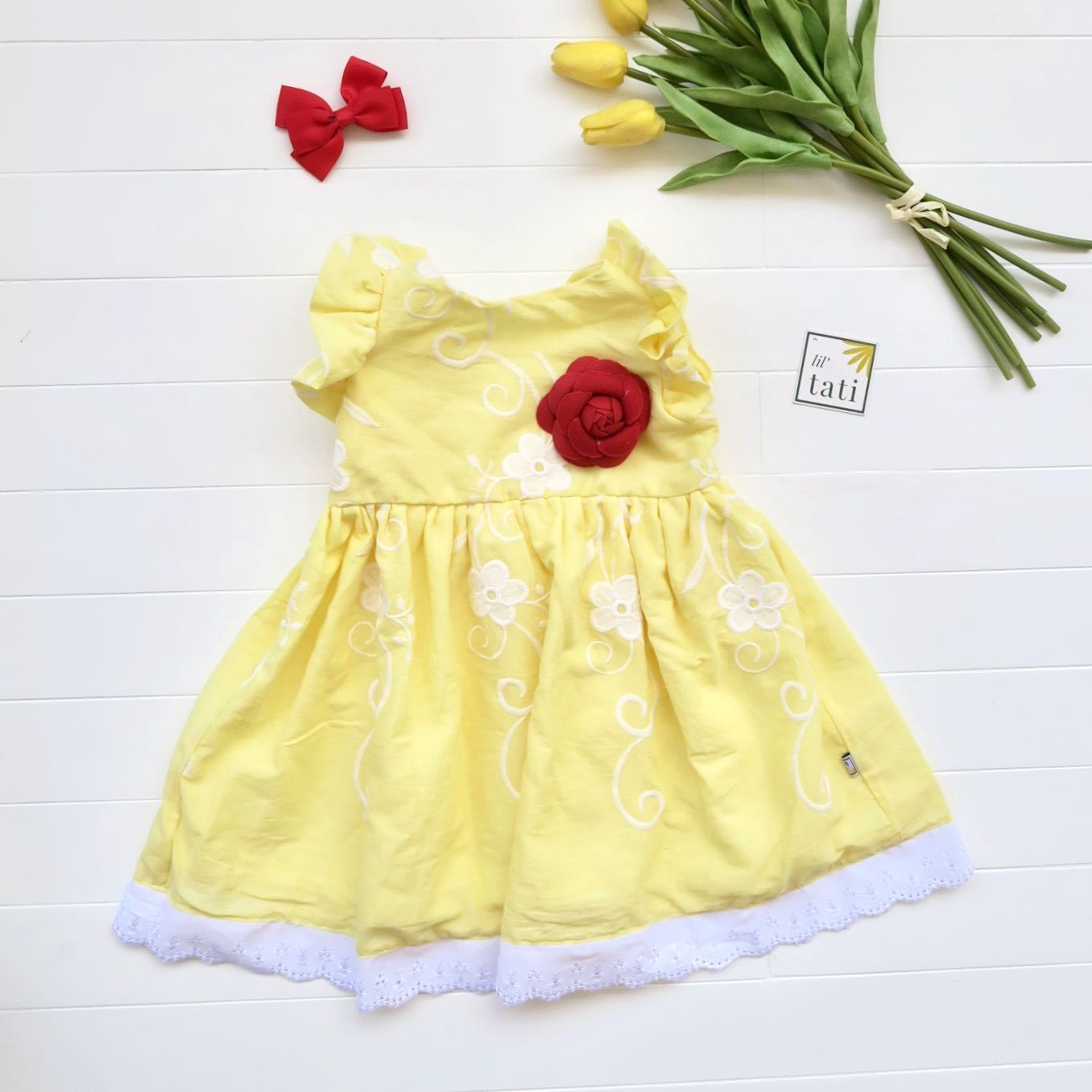 Periwinkle Dress in Yellow Fancy Lace - Lil' Tati