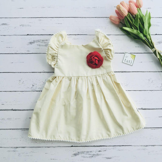 Periwinkle Dress in Yellow Linen - Lil' Tati