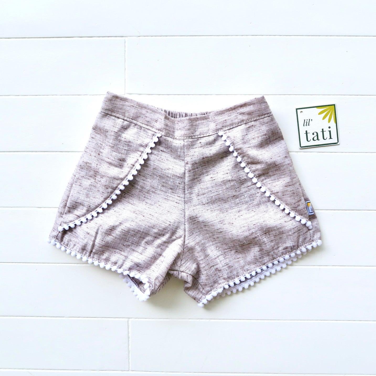 Pompom Shorts in Kohibo Brown - Lil' Tati