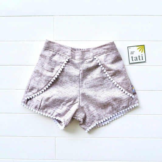 Pompom Shorts in Kohibo Brown - Lil' Tati