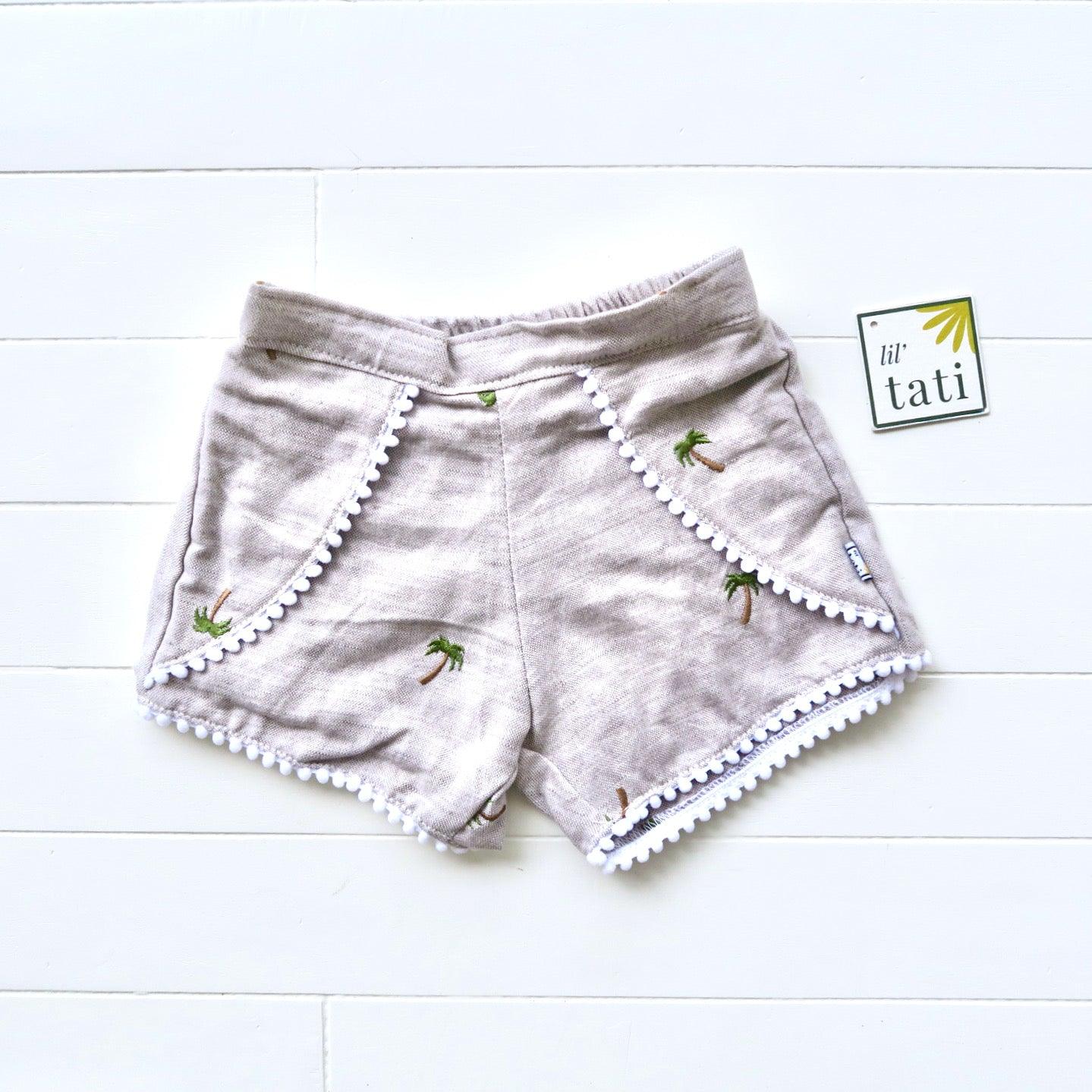 Pompom Shorts in Kokobop Linen - Lil' Tati