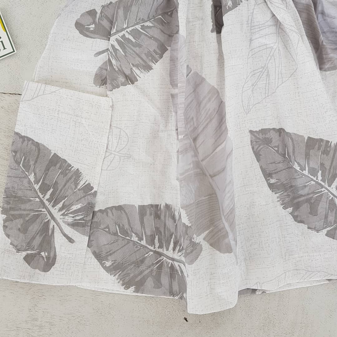 Poppy Dress in Banana Leaves Gray - Lil' Tati