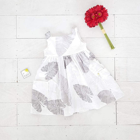Poppy Dress in Banana Leaves Gray - Lil' Tati