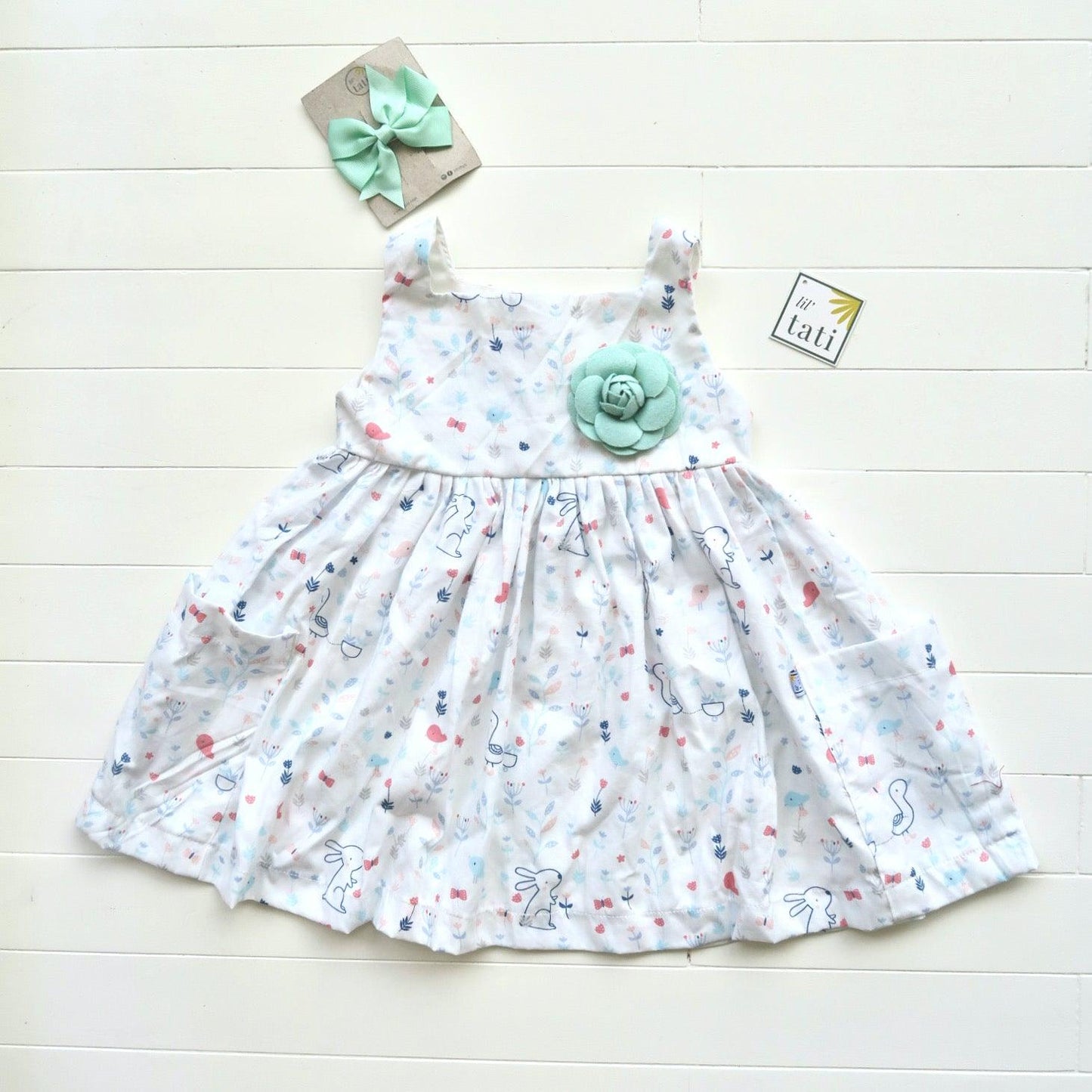 Poppy Dress in Bunny Garden Print - Lil' Tati