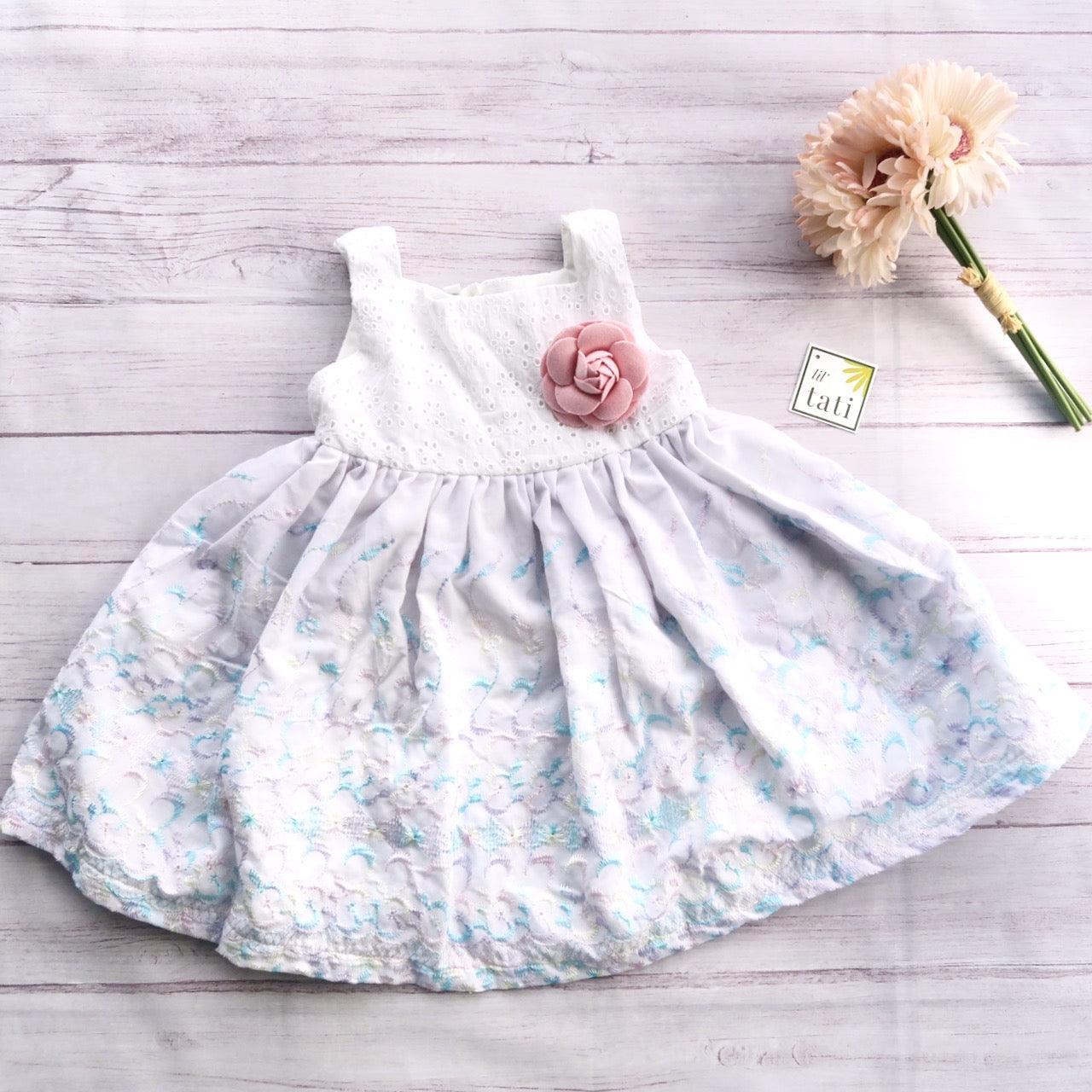Poppy Dress in White Eyelet and Lilac Rainbow Eyelet - Lil' Tati