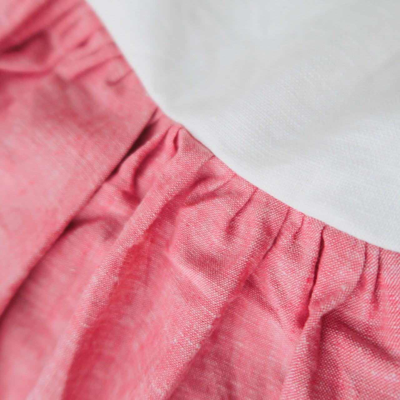 Poppy Ribbon Dress in Red Linen and White Linen - Lil' Tati