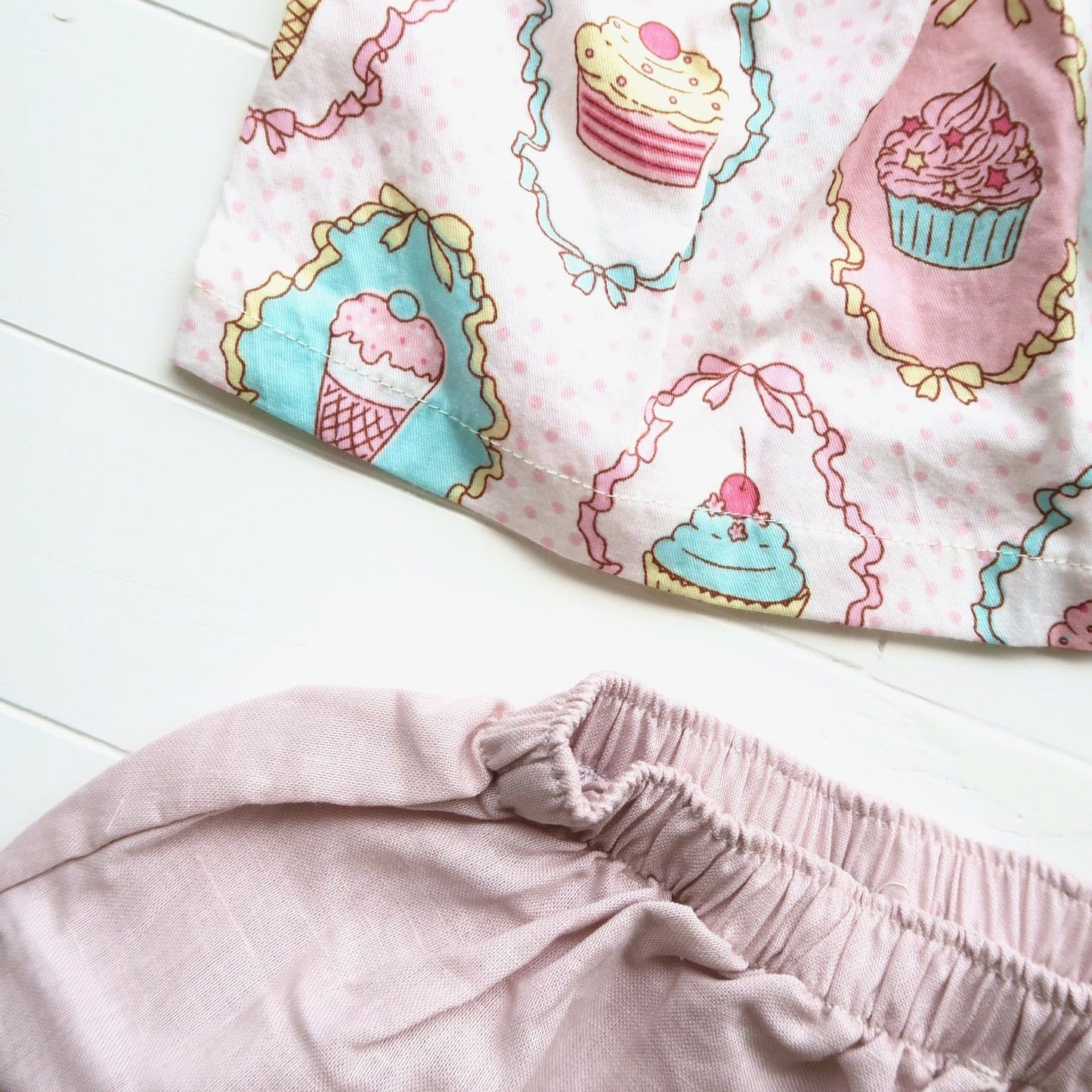 Quince Top and Bloomers in Sweet Dessert and Old Rose Linen - Lil' Tati