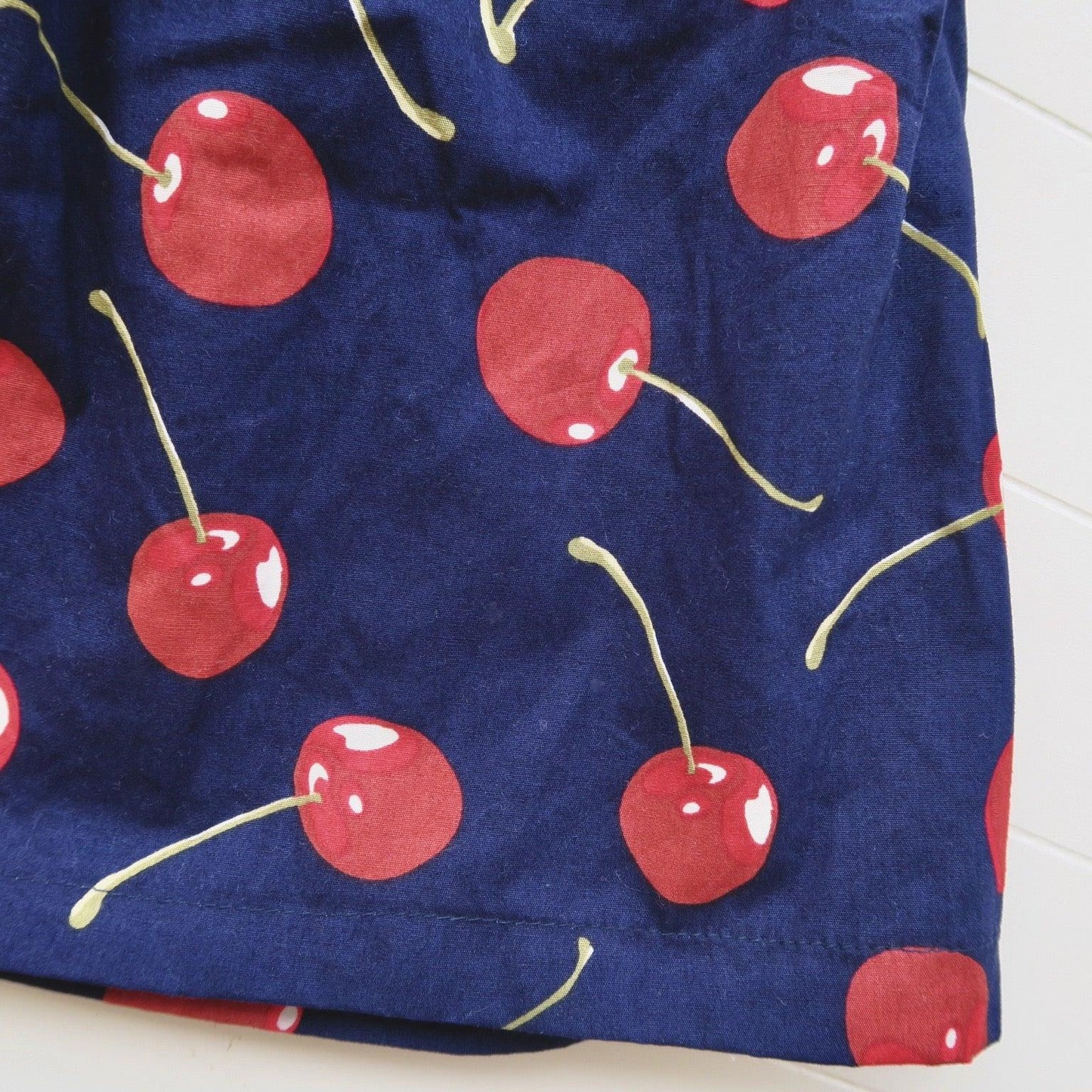 Sage Top and Skirt in Aztec White Embroidery and Navy Cherries - Lil' Tati