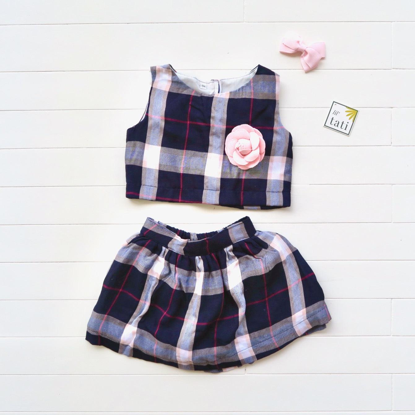 Sage Top and Skirt in Blue Tartan - Lil' Tati