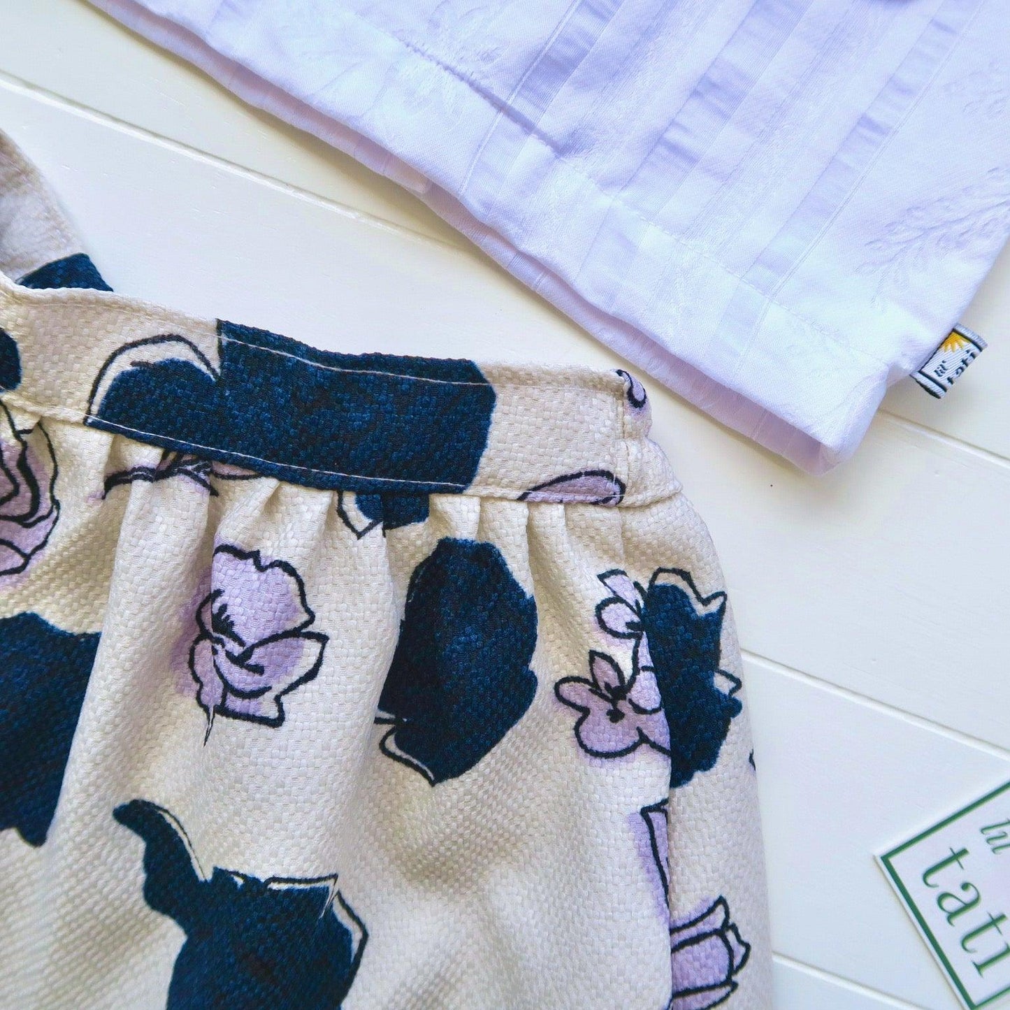 Sage Top and Skirt in White Embroidery and Purple Hue - Lil' Tati