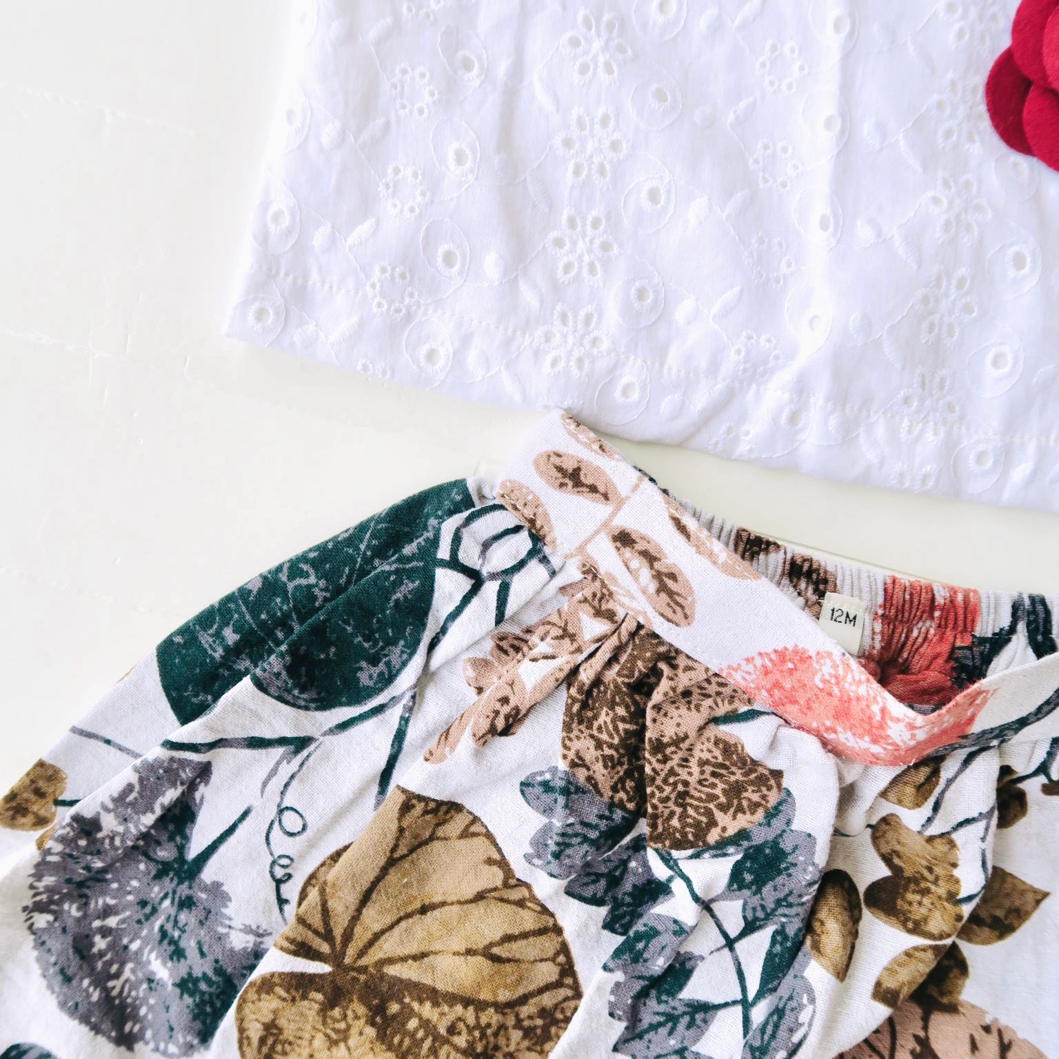 Sage Top and Skirt in White Embroidery and Lily Pod Linen - Lil' Tati