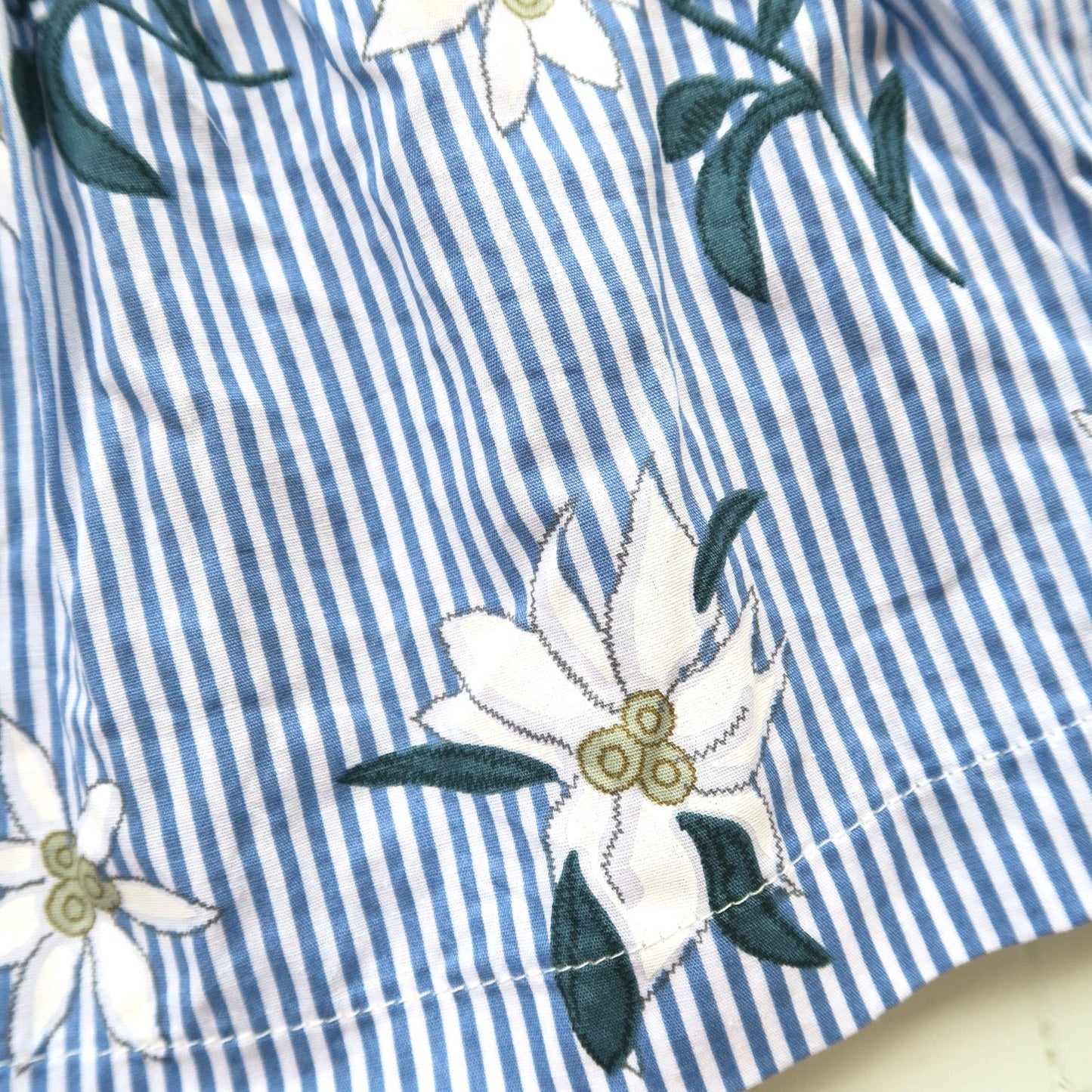 Sage Top and Skirt in White Flower Stripes - Lil' Tati
