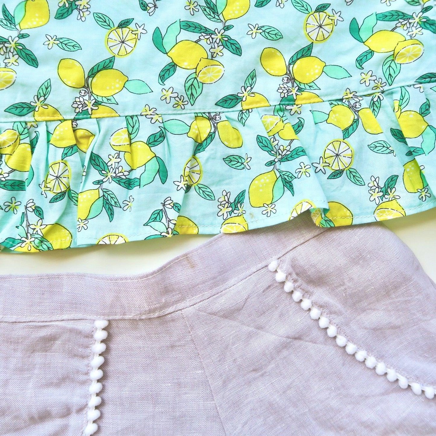 Sage Ruffle Top and Pompom Shorts - Lil' Tati