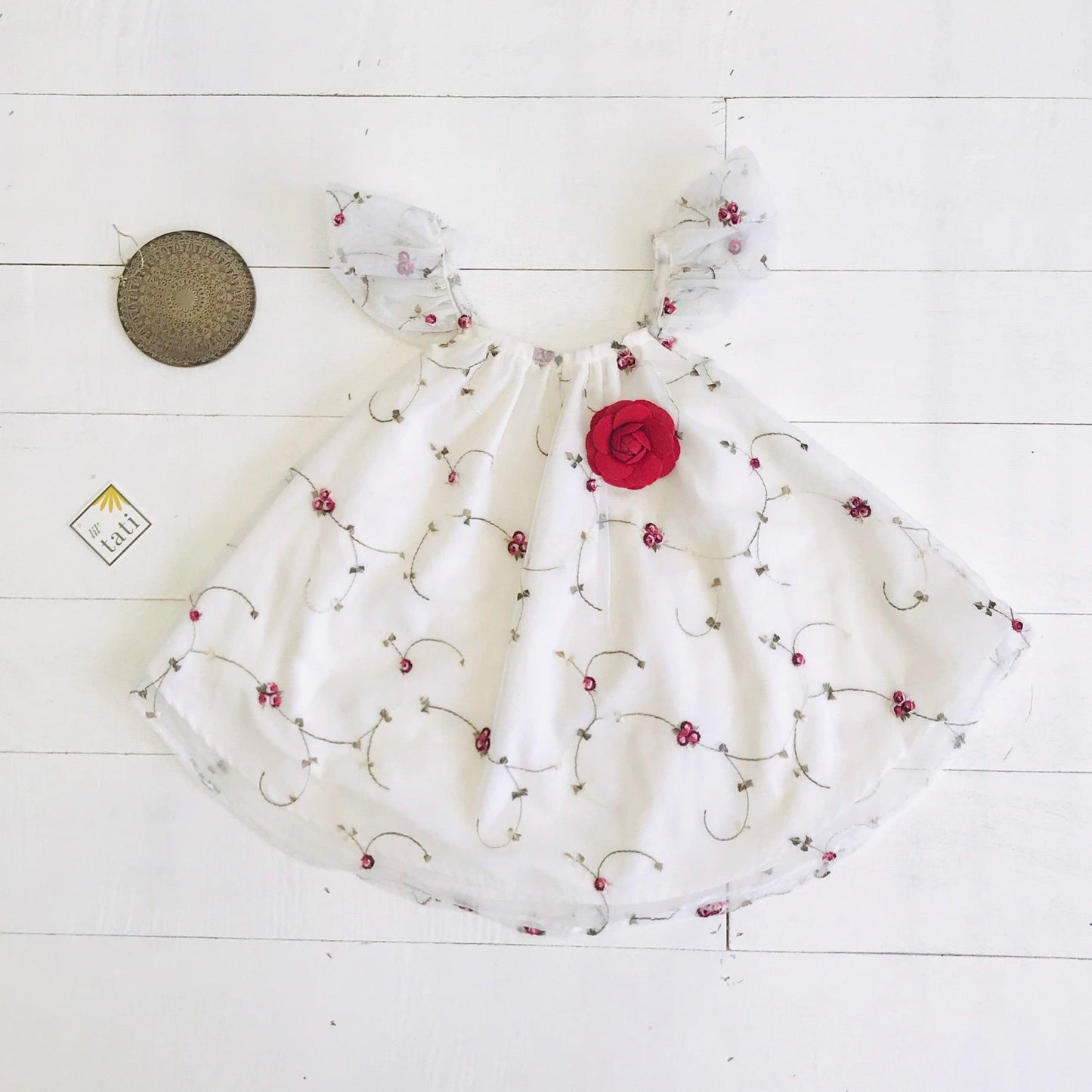 Sunflower Dress in Rose Vine Tulle - Lil' Tati