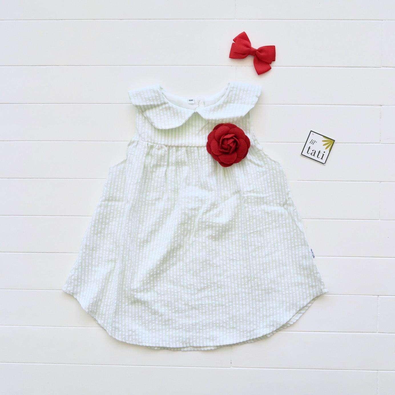 Sweet Pea Dress in Mint Seersucker - Lil' Tati