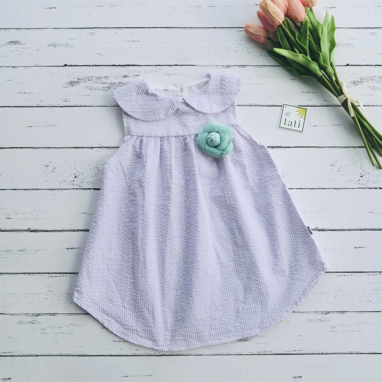 Sweet Pea Dress in Purple Seersucker - Lil' Tati