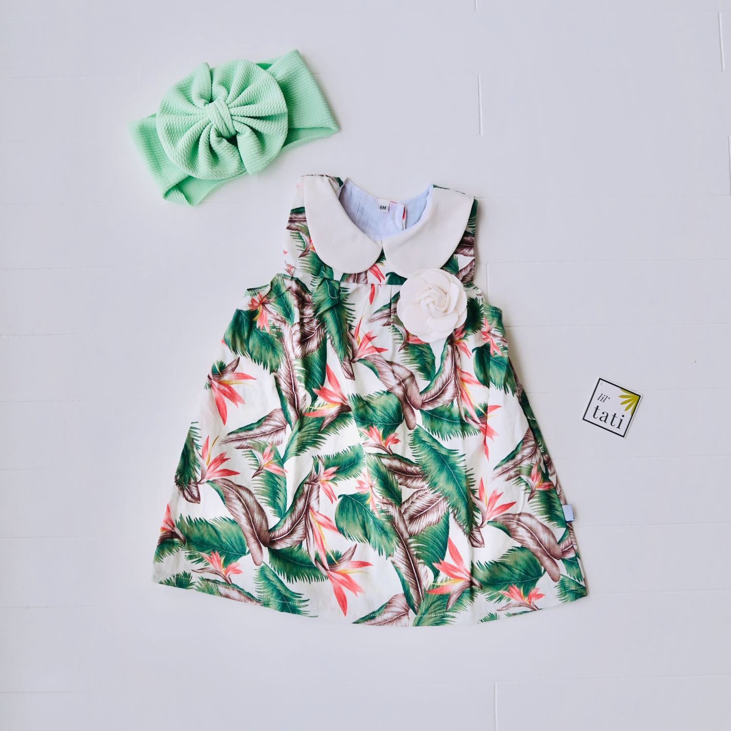 Tea Rose Dress in Birds of Paradise Print - Lil' Tati
