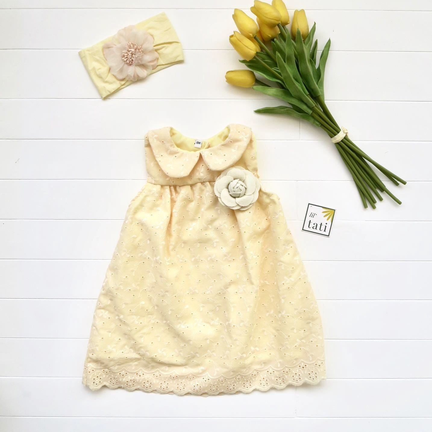 Tea Rose Dress in Yellow Eyelet - Lil' Tati