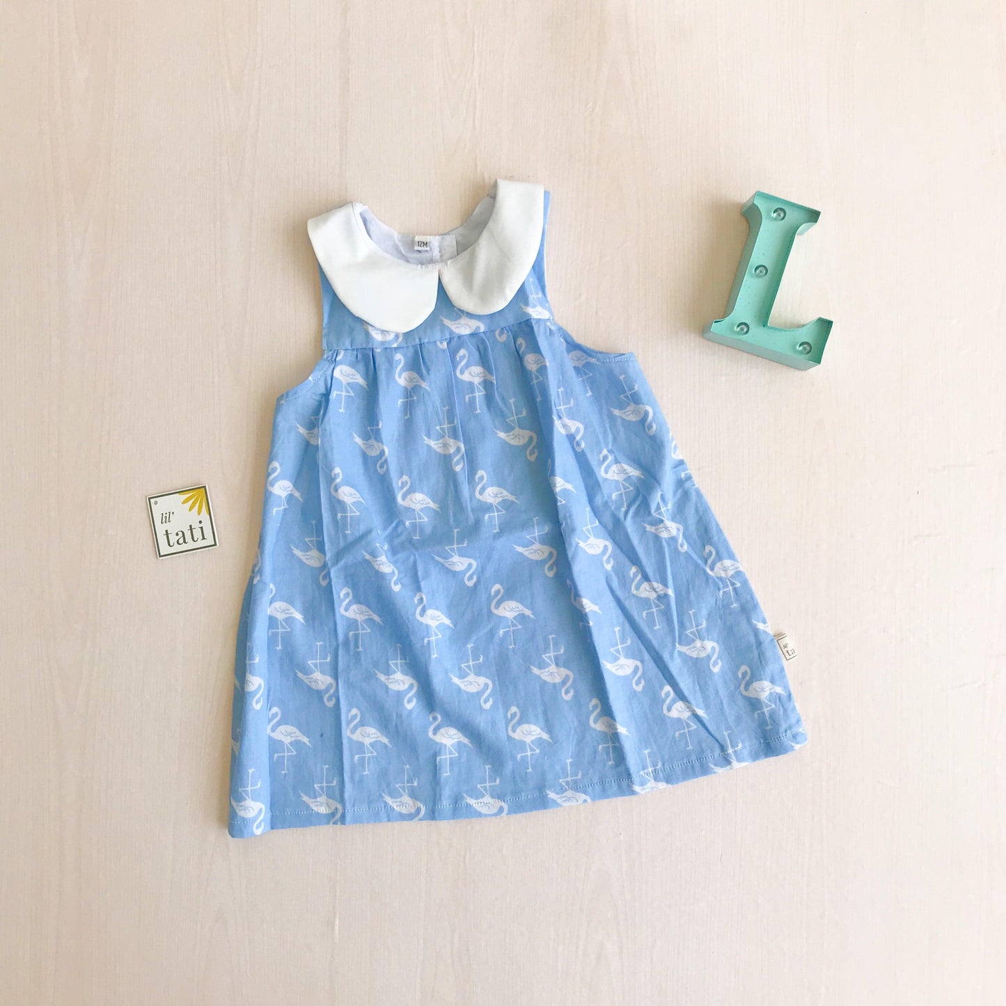 Tea Rose Dress in Water Flamingo Print - Lil' Tati