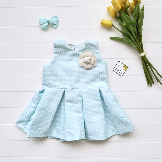 Tulip Dress in Shiny Sky Blue - Lil' Tati