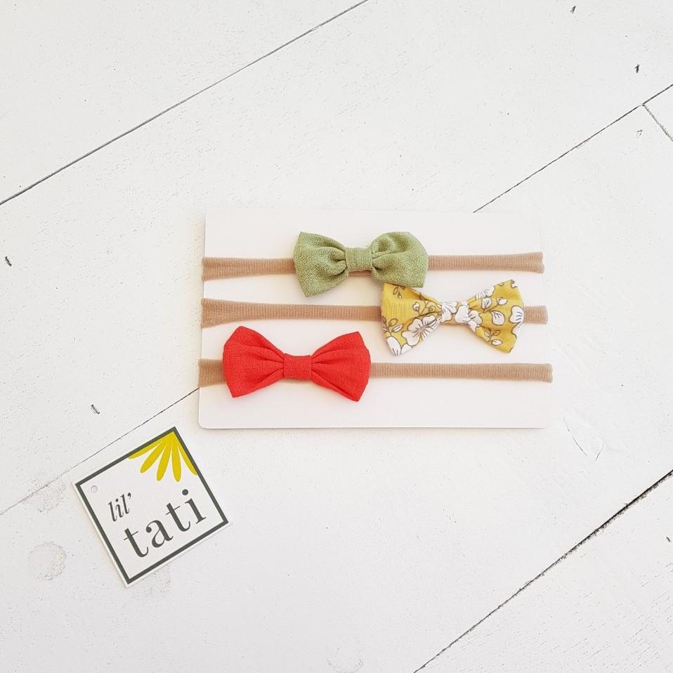 Cotton Tuxedo Bow Nylon Elastic Softband - Lil' Tati