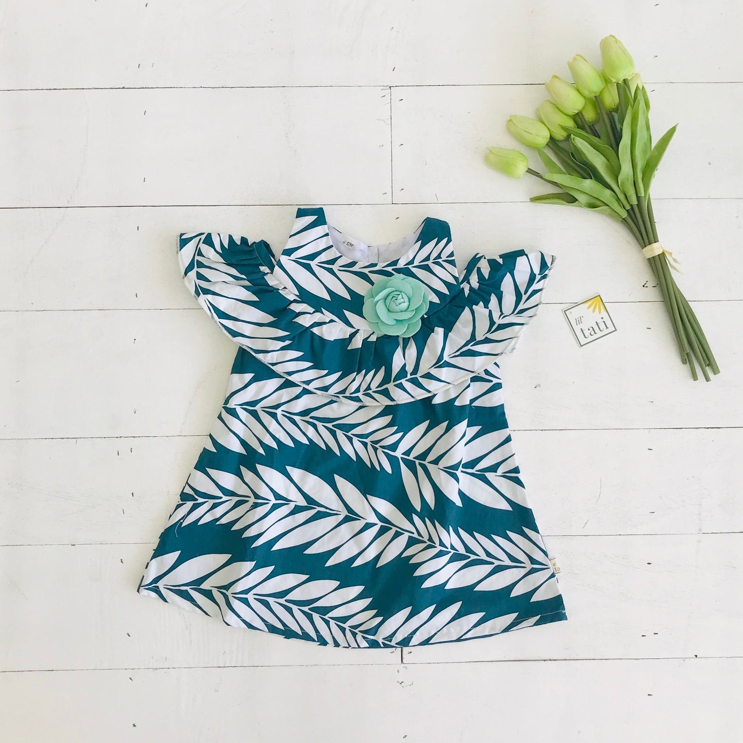 Hyacinth Dress in Tahitian Leaves Print - Lil' Tati