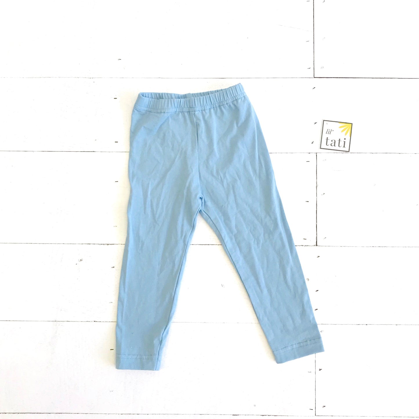 Cotton Stretch Leggings - Light Blue - Lil' Tati