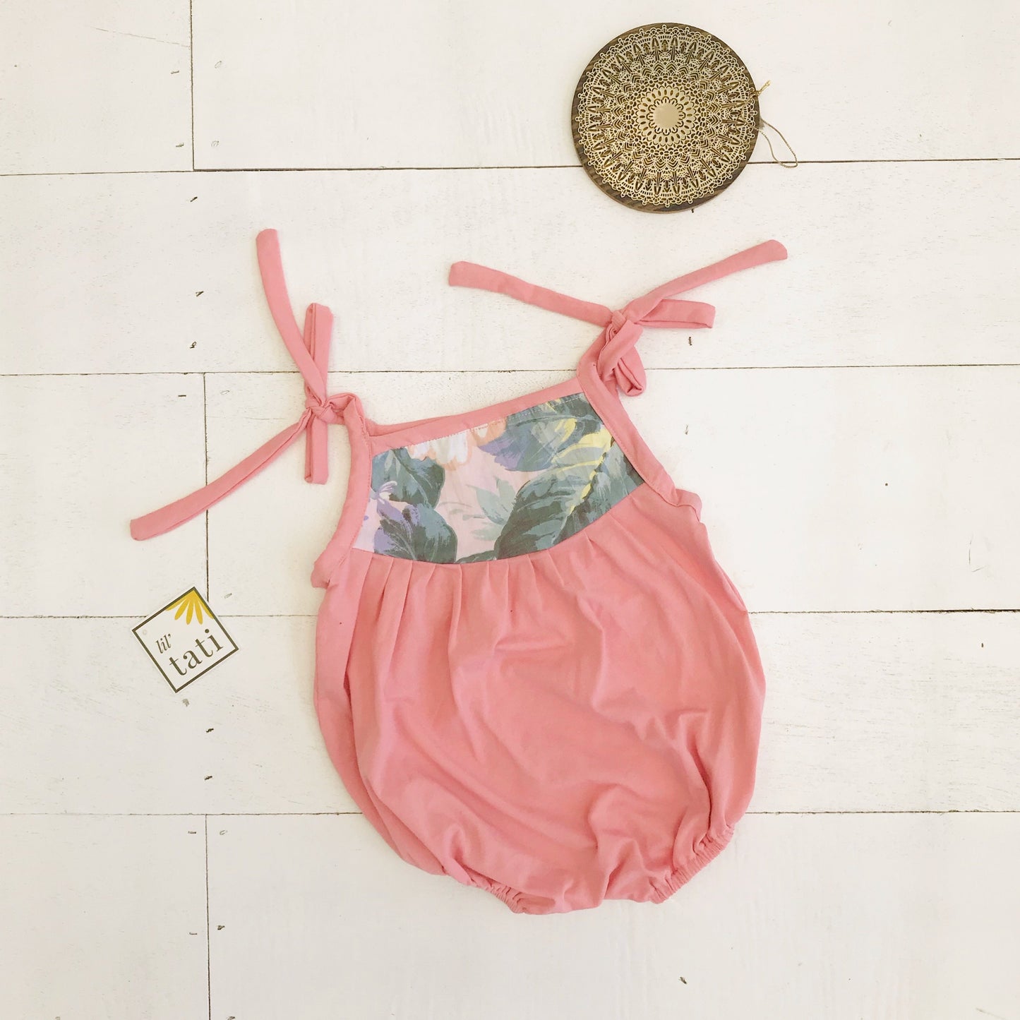Lily Playsuit in Pastel Peony and Pink Stretch - Lil' Tati