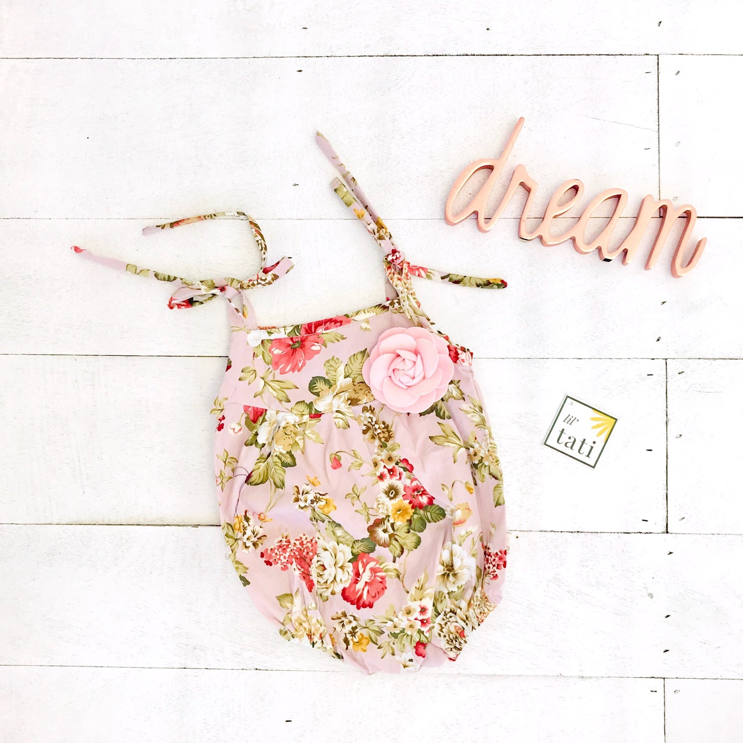 Lily Playsuit in Blush Pink Posy - Lil' Tati