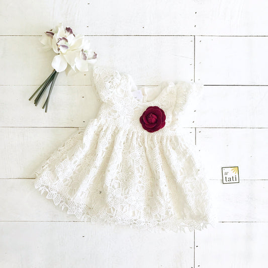 Lotus Dress in White Pearl Eyelet - Lil' Tati