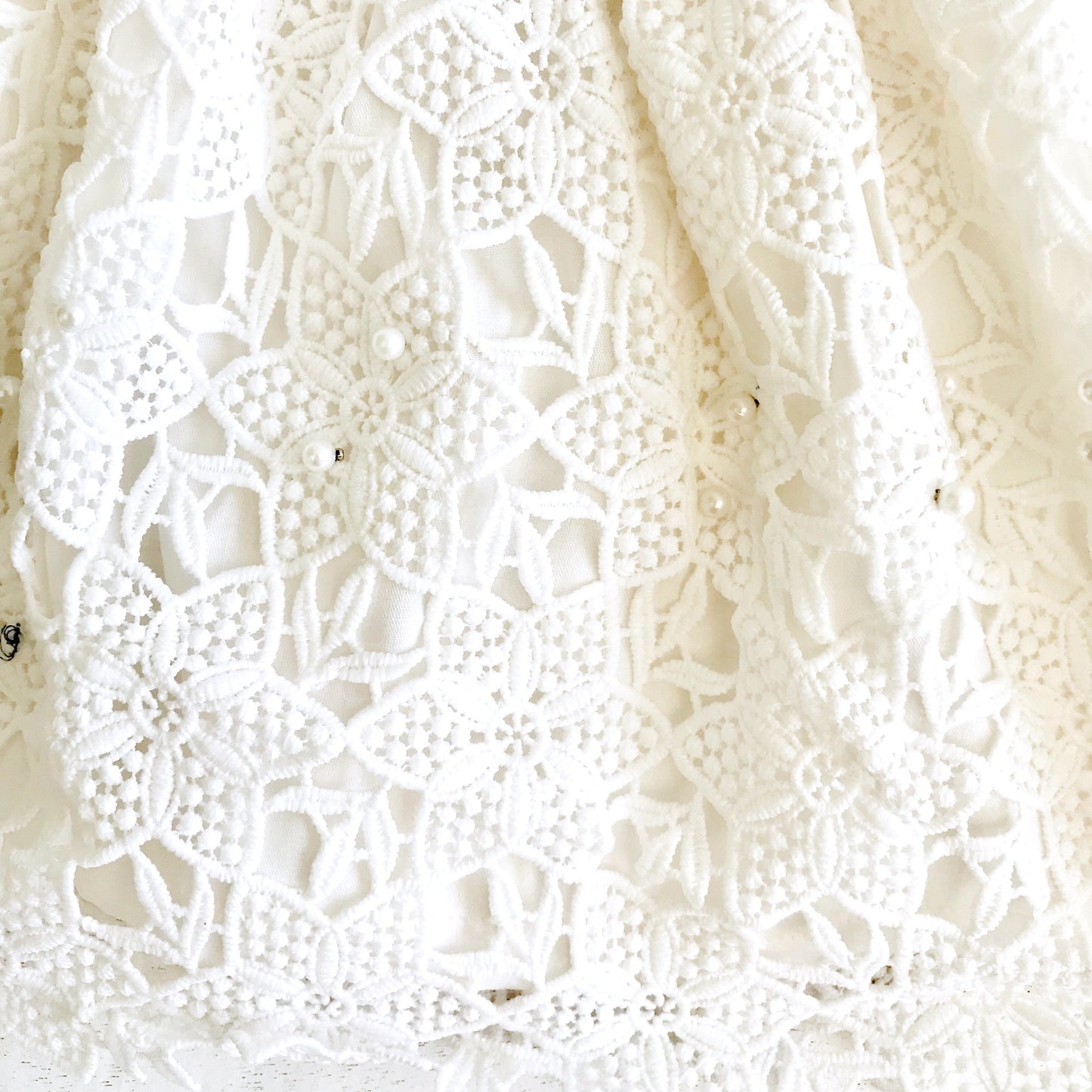 Lotus Dress in White Pearl Eyelet - Lil' Tati