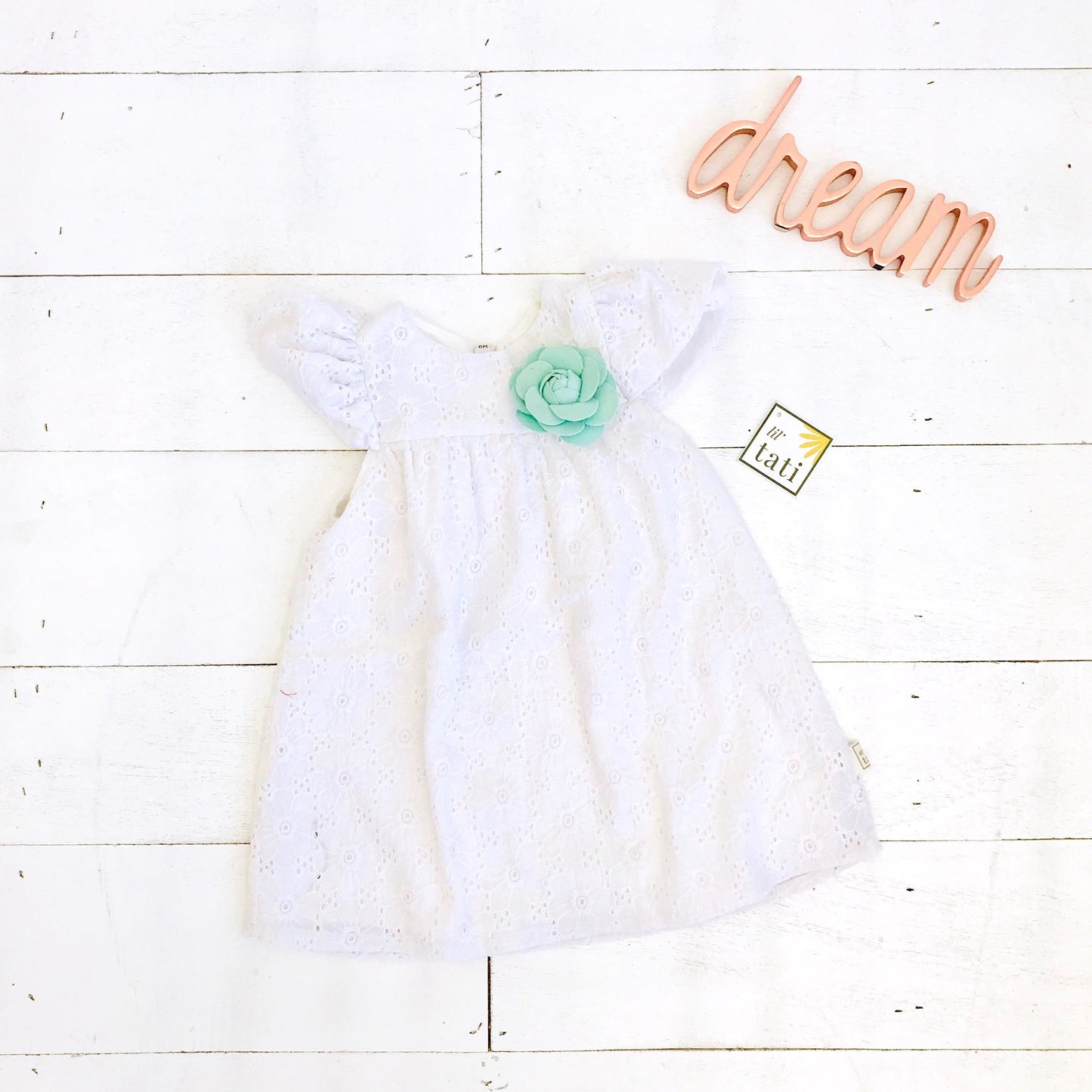 Magnolia Dress in White Daisy Eyelet - Lil' Tati