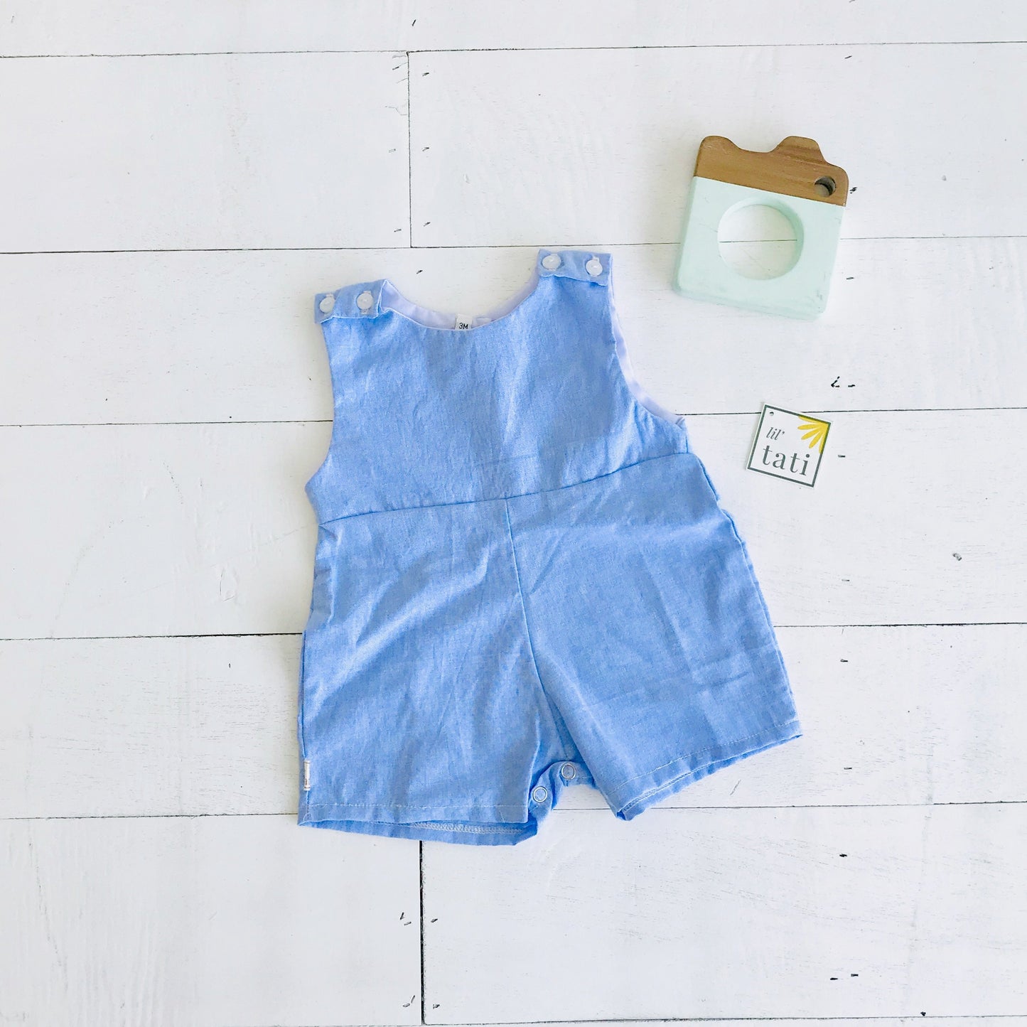Oak Playsuit in Blue Linen - Lil' Tati
