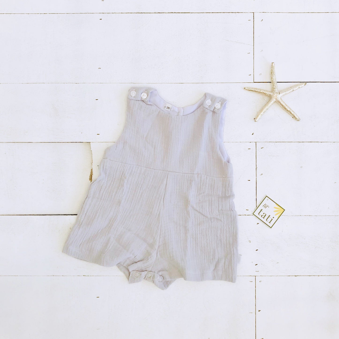 Oak Playsuit in Crepe - Light Gray - Lil' Tati