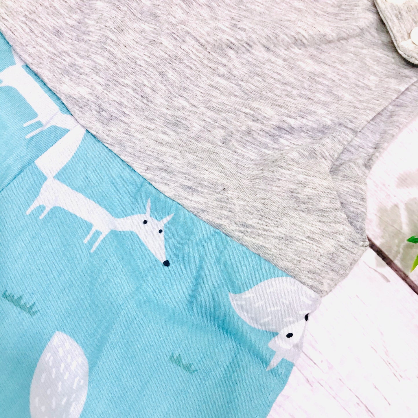 Oak Playsuit in Gray Stretch & Mint Fox - Lil' Tati