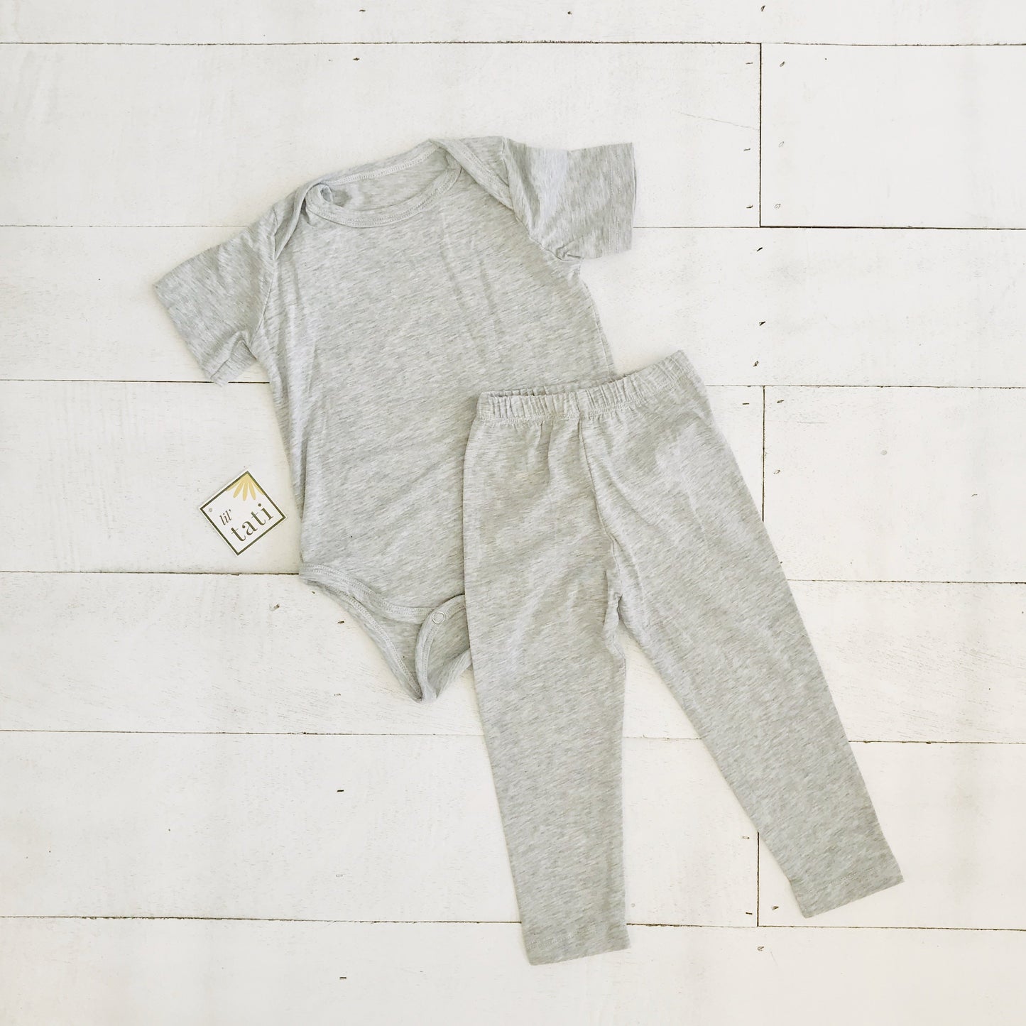 Cotton Stretch Onesie & Leggings Set - Gray - Lil' Tati
