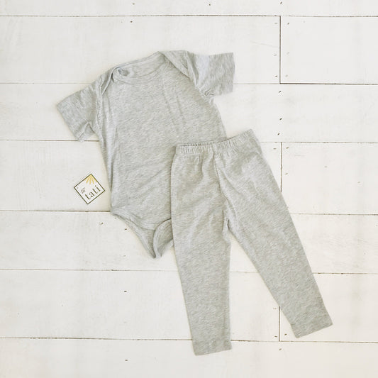 Cotton Stretch Onesie & Leggings Set - Gray - Lil' Tati