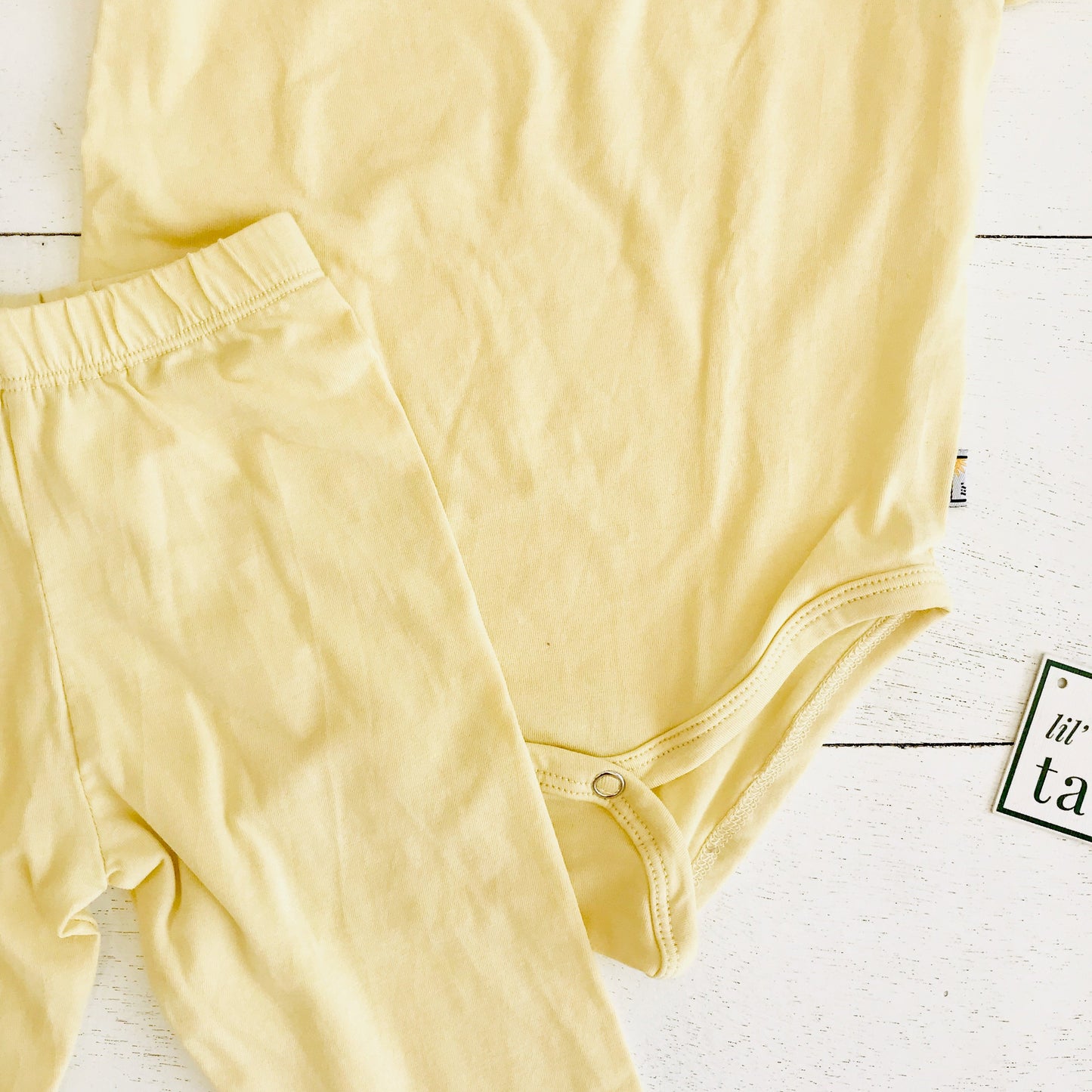 Cotton Stretch Onesie & Leggings Set - Yellow - Lil' Tati