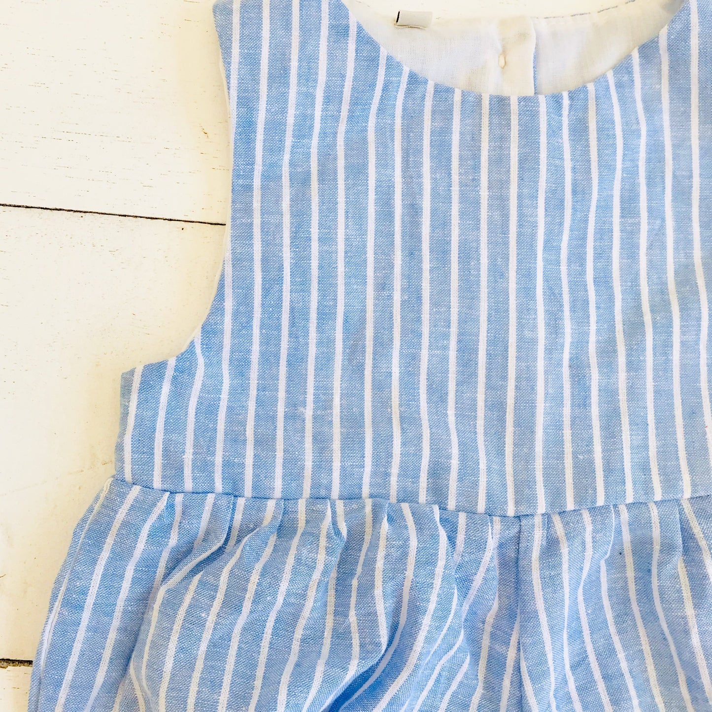 Orchid Playsuit in Blue Bell Stripes Linen - Lil' Tati